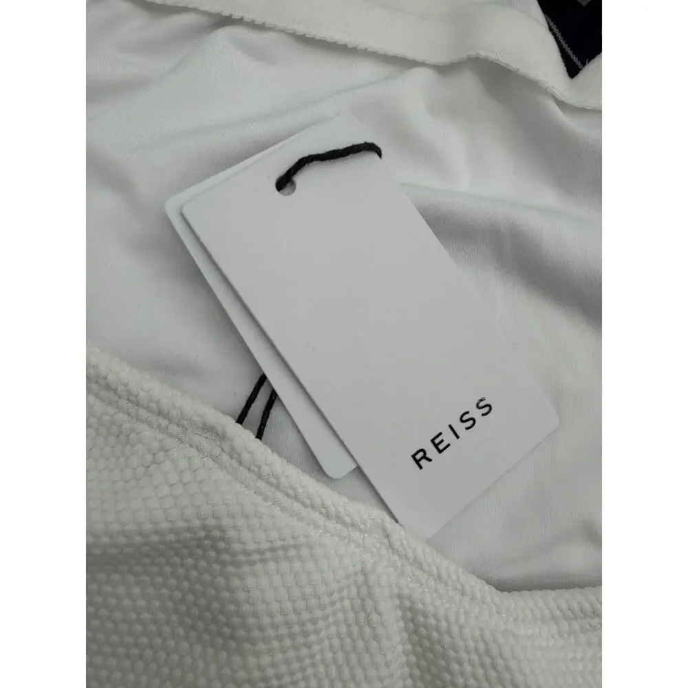 REISS Effie Tipped V-Neck Swimsuit Size 6 NEW White Navy Blue Bathing Suit Swim